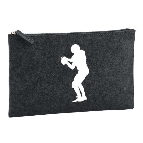 Kulturbeutel American Football Silhouette 1 Liter Filz Charcoal Kosmetiktasche