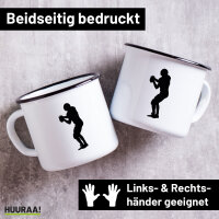 Emaille Tasse American Football Silhouette 300ml Vintage...