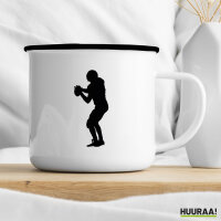 Emaille Tasse American Football Silhouette 300ml Vintage Emaille Becher