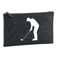Kulturbeutel Golf Silhouette 1 Liter Filz Charcoal...