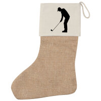 Weihnachtsstrumpf Golf Silhouette Beige