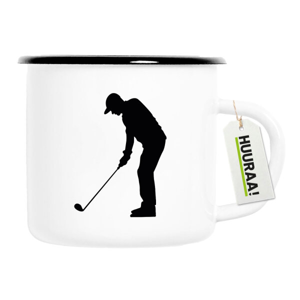 Emaille Tasse Golf Silhouette 300ml Vintage Emaille Becher