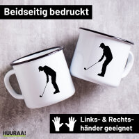 Emaille Tasse Golf Silhouette 300ml Vintage Emaille Becher