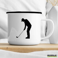 Emaille Tasse Golf Silhouette 300ml Vintage Emaille Becher
