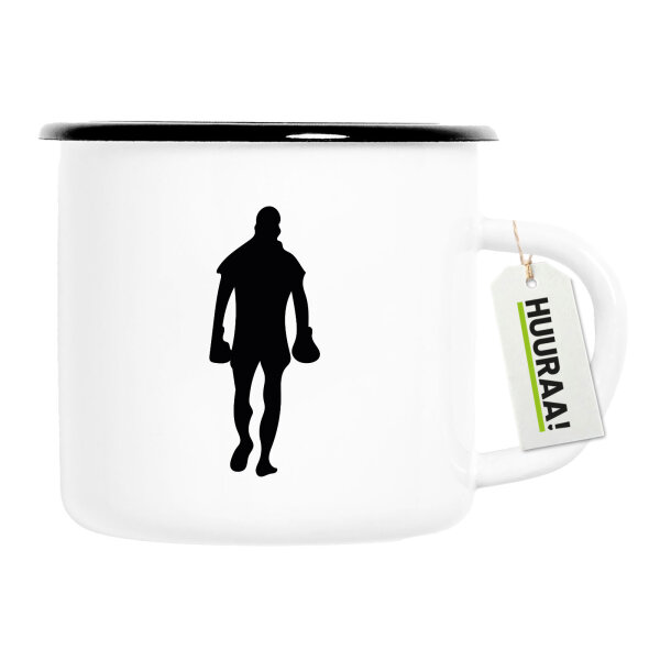 Emaille Tasse Boxer Silhouette 300ml Vintage Emaille Becher