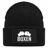 Beanie mit Patch Boxen Boxhandschuhe Black