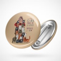 Button Cats make me happy Größe 59mm