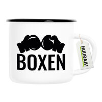Emaille Tasse Boxen Boxhandschuhe 300ml Vintage Emaille...