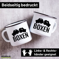 Emaille Tasse Boxen Boxhandschuhe 300ml Vintage Emaille...