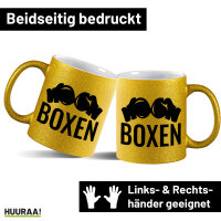 Glitzertasse Boxen Boxhandschuhe 330ml