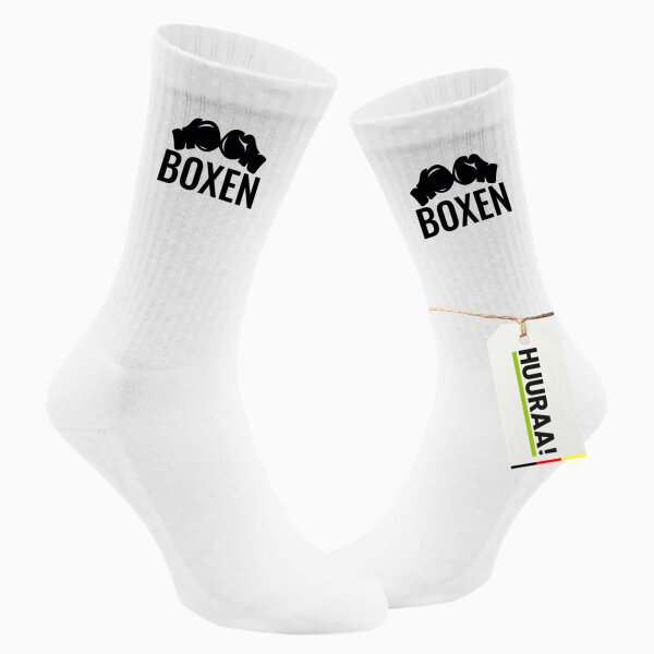 Socken Boxen Boxhandschuhe Größe 37/46 White Motiv Tennissocken