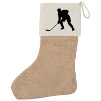 Weihnachtsstrumpf Eishockey Silhouette Beige