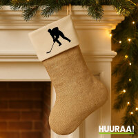 Weihnachtsstrumpf Eishockey Silhouette Beige