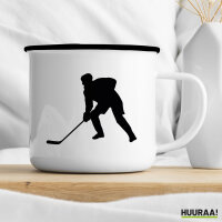 Emaille Tasse Eishockey Silhouette 300ml Vintage Emaille Becher