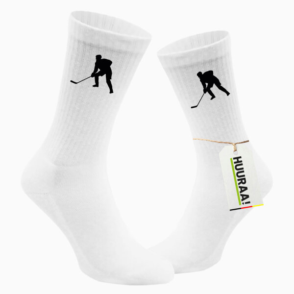 Socken Eishockey Silhouette Größe 37/46 White Motiv Tennissocken