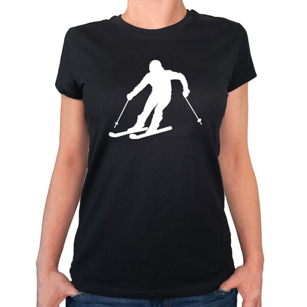 Damen T-Shirt Skifahren Silhouette Größe XS-XXL