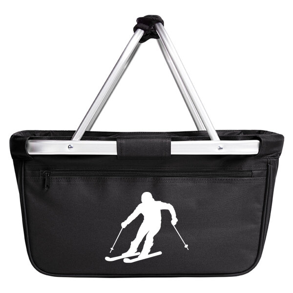 Einkaufskorb faltbar Skifahren Silhouette 20 Liter Tragekorb Black