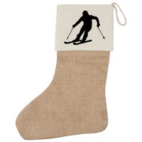 Weihnachtsstrumpf Skifahren Silhouette Beige