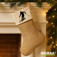 Weihnachtsstrumpf Skifahren Silhouette Beige