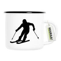 Emaille Tasse Skifahren Silhouette 300ml Vintage Emaille...