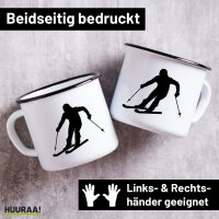 Emaille Tasse Skifahren Silhouette 300ml Vintage Emaille...