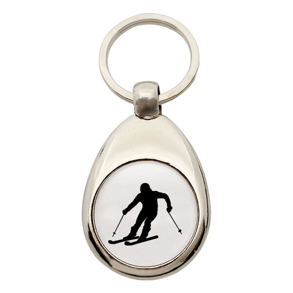 Schlüsselanhänger Skifahren Silhouette