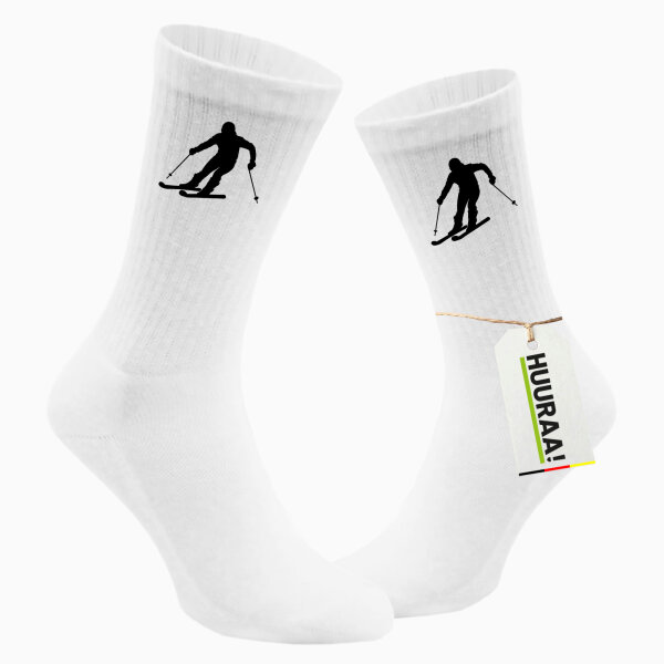 Socken Skifahren Silhouette Größe 37/46 White Motiv Tennissocken