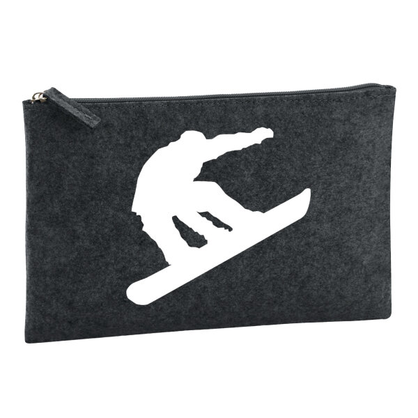 Kulturbeutel Snowboarden Silhouette 1 Liter Filz Charcoal Kosmetiktasche