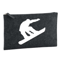 Kulturbeutel Snowboarden Silhouette 1 Liter Filz Charcoal...