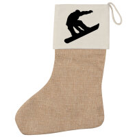 Weihnachtsstrumpf Snowboarden Silhouette Beige