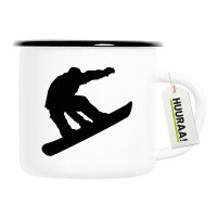 Emaille Tasse Snowboarden Silhouette 300ml Vintage...