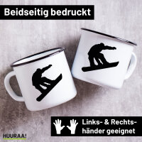 Emaille Tasse Snowboarden Silhouette 300ml Vintage...