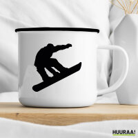 Emaille Tasse Snowboarden Silhouette 300ml Vintage Emaille Becher