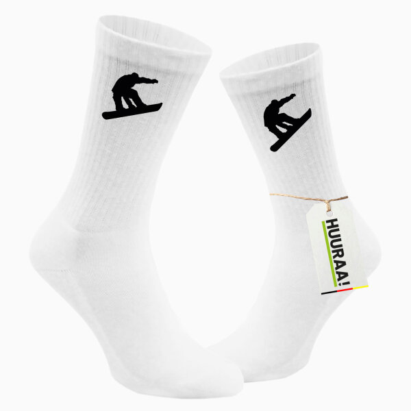 Socken Snowboarden Silhouette Größe 37/46 White Motiv Tennissocken
