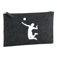 Kulturbeutel Volleyball Silhouette 1 Liter Filz Charcoal...