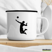 Emaille Tasse Volleyball Silhouette 300ml Vintage Emaille Becher