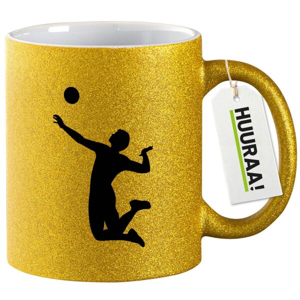 Glitzertasse Volleyball Silhouette 330ml