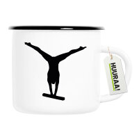 Emaille Tasse Schwebebalken Turnen 300ml Vintage Emaille Becher