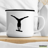 Emaille Tasse Schwebebalken Turnen 300ml Vintage Emaille Becher