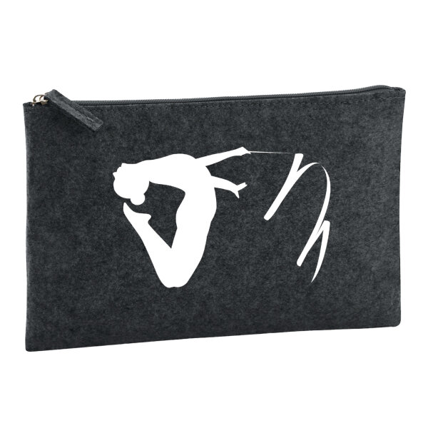 Kulturbeutel Rhythmische Sportgymnastik Silhouette 1 Liter Filz Charcoal Kosmetiktasche
