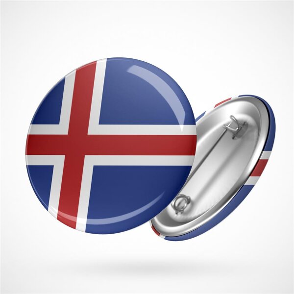 Button Iceland Island Flagge Größe 59mm