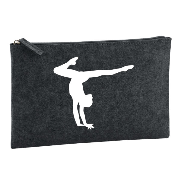 Kulturbeutel Turnen Gymnastik 1 Liter Filz Charcoal Kosmetiktasche