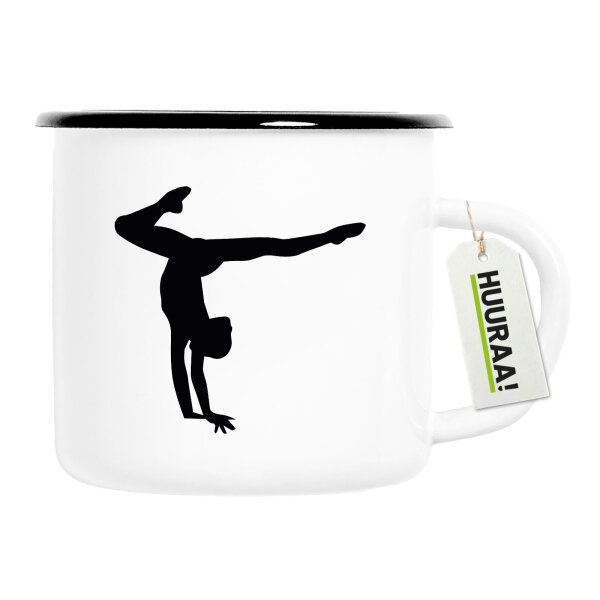 Emaille Tasse Turnen Gymnastik 300ml Vintage Emaille Becher