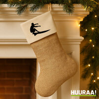 Weihnachtsstrumpf Surfen Silhouette Beige