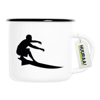 Emaille Tasse Surfen Silhouette 300ml Vintage Emaille Becher
