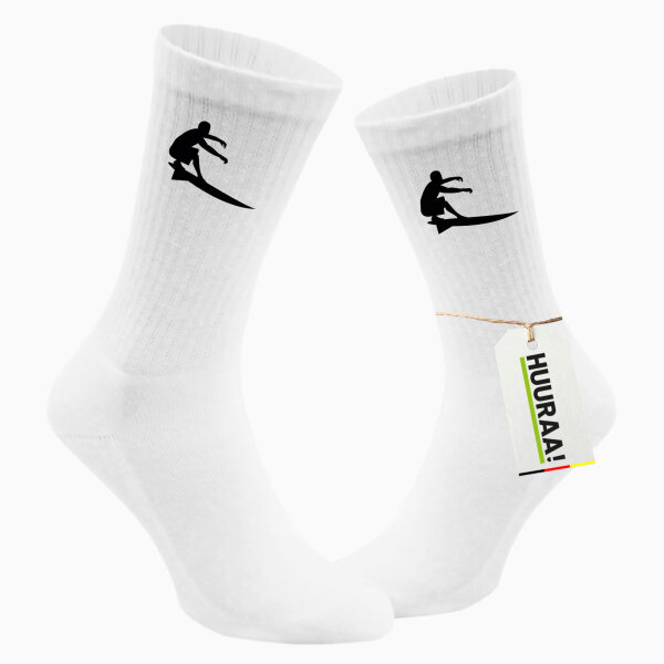 Socken Surfen Silhouette Größe 37/46 White Motiv Tennissocken