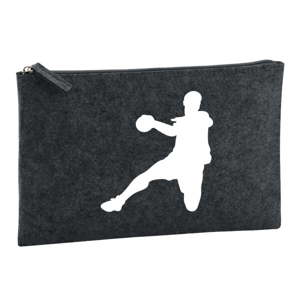 Kulturbeutel Handball Silhouette 1 Liter Filz Charcoal Kosmetiktasche
