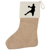 Weihnachtsstrumpf Handball Silhouette Beige