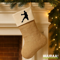 Weihnachtsstrumpf Handball Silhouette Beige