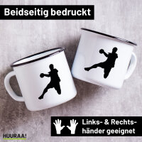 Emaille Tasse Handball Silhouette 300ml Vintage Emaille Becher